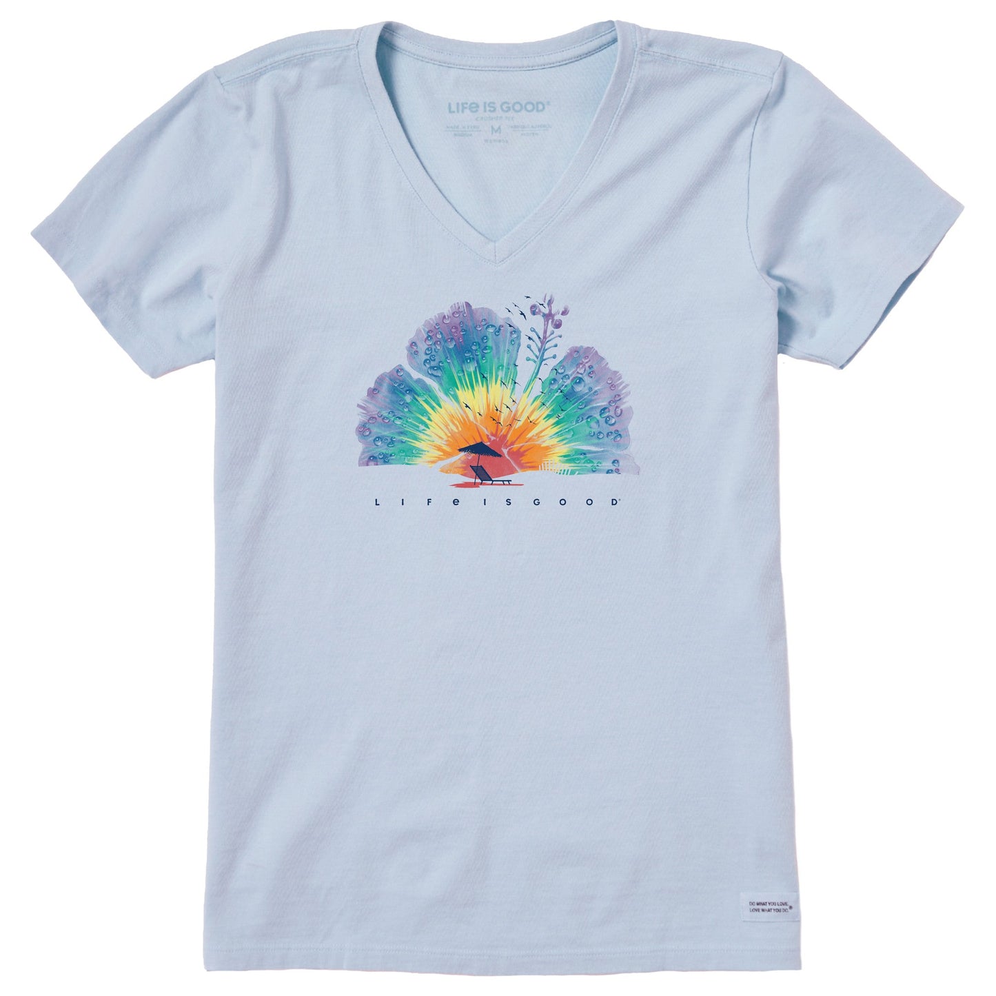 Women's Tie Dye Hibiscus beach Short Sleeve Vee