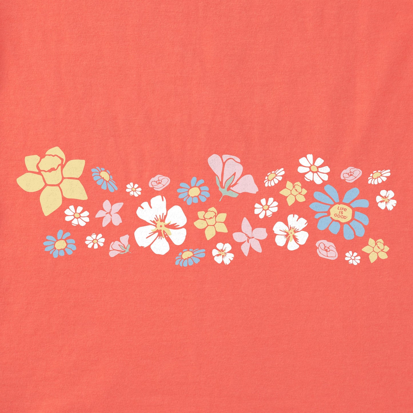 Women's Spring Wildflowers Pattern Short Sleeve Crusher Tee