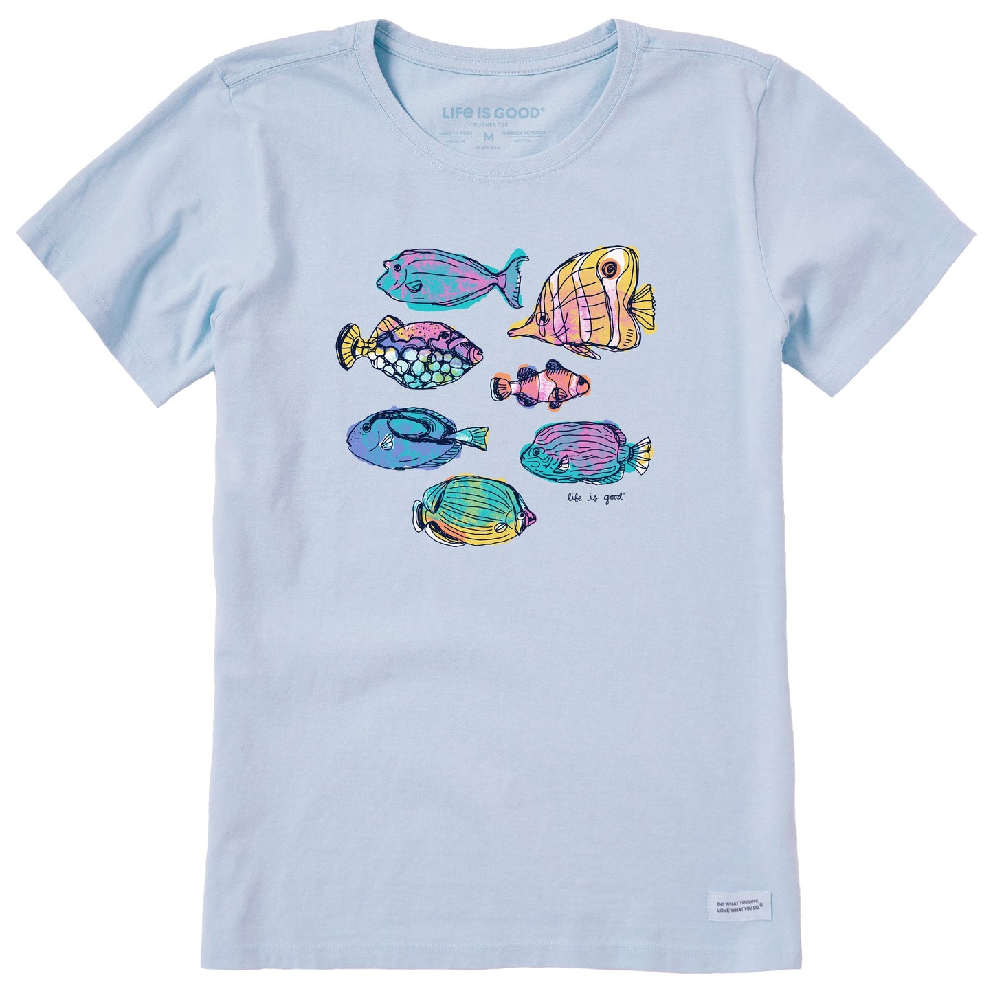 Women's Watercolor Tropical Fish Short Sleeve Crusher Tee