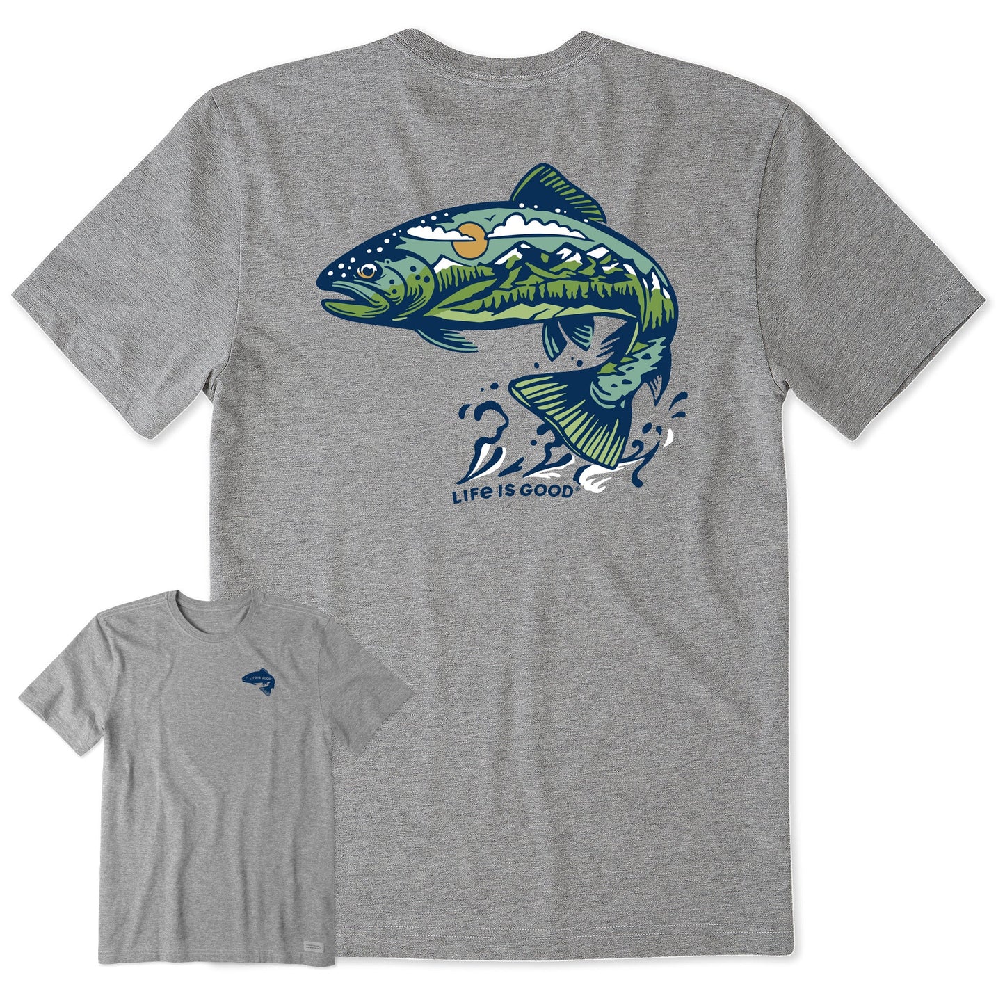 Men's Jumping Fishscape Short Sleeve Crusher Tee