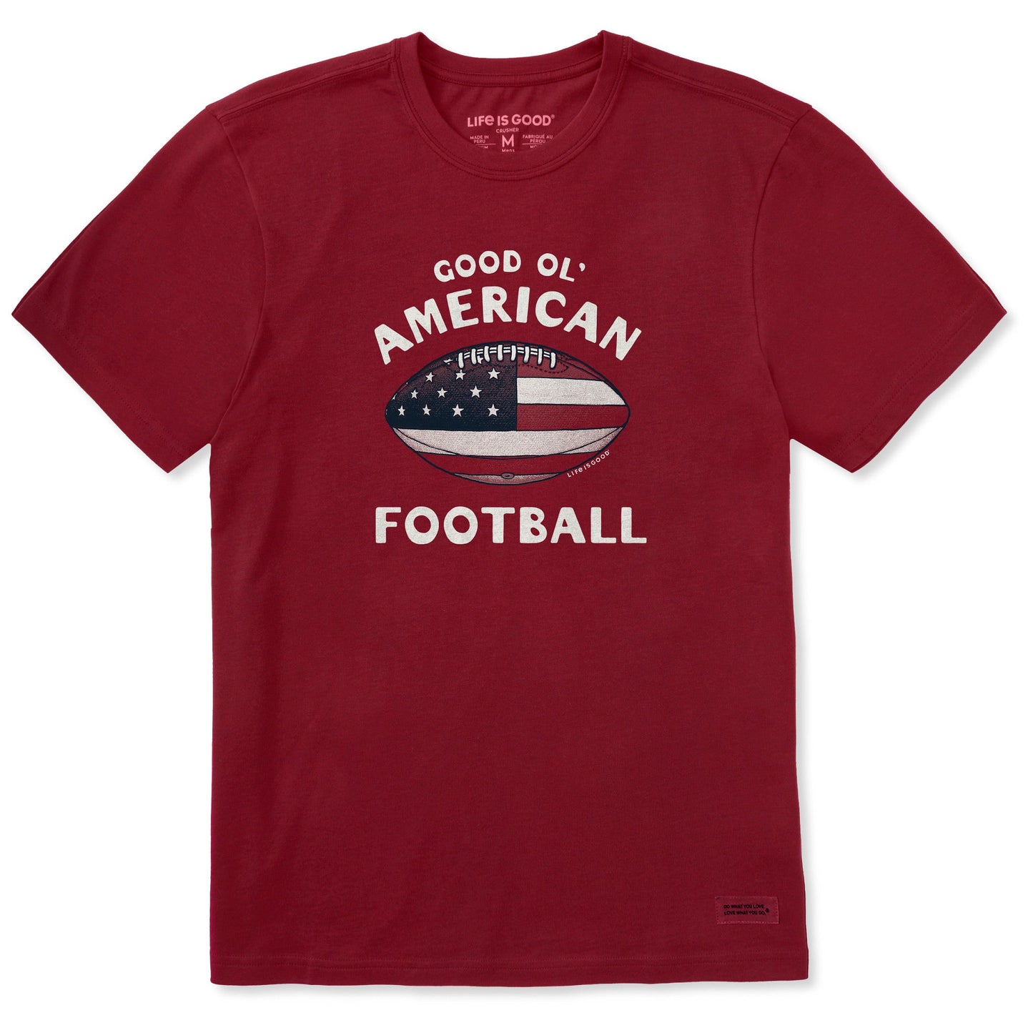 Men's Good Ol' American Flag Football Short Sleeve Crusher Tee