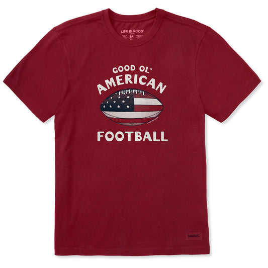Men's Good Ol' American Flag Football Short Sleeve Crusher Tee