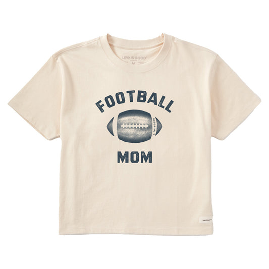 Women's Football Lovin' Mom Short Sleeve Crusher Boxy Tee