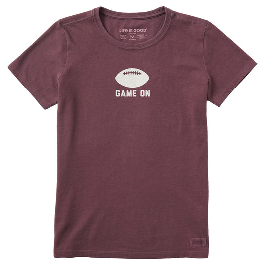 Women's Simple Game On Football Short Sleeve Crusher Tee