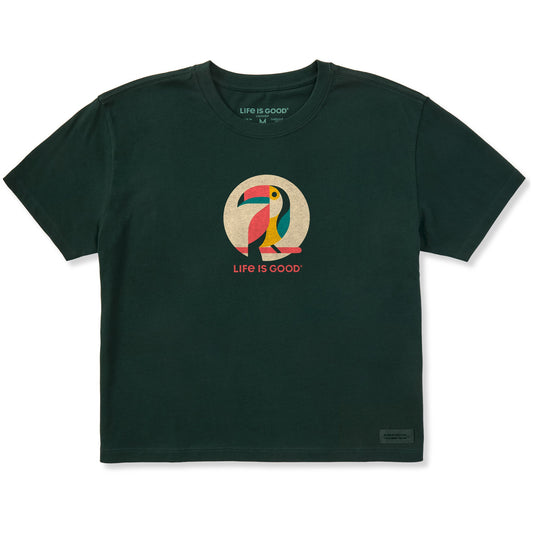 Women's Abstract Toucan Short Sleeve Crusher Boxy Tee