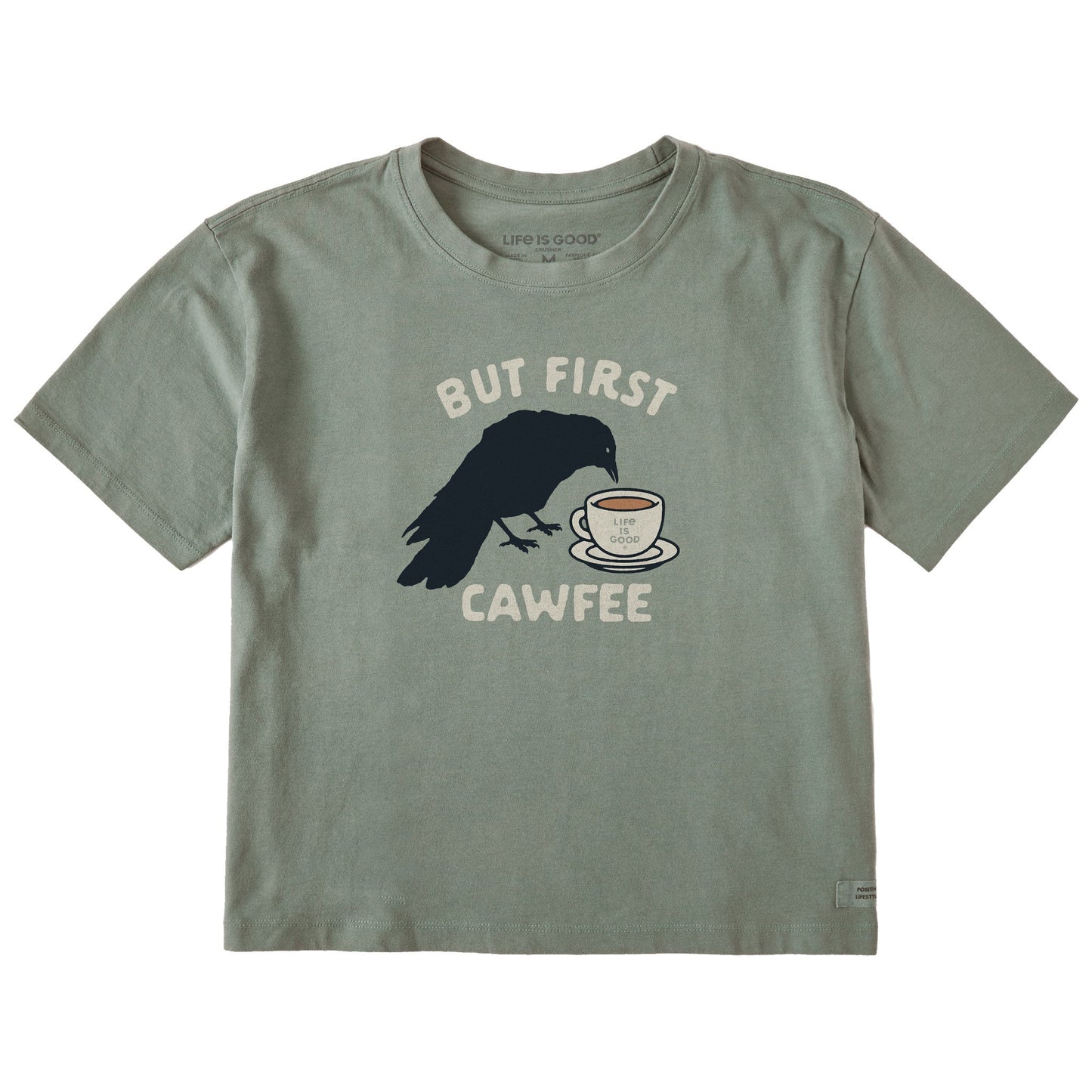 Women's But first Cawfee Short Sleeve Crusher Boxy Tee