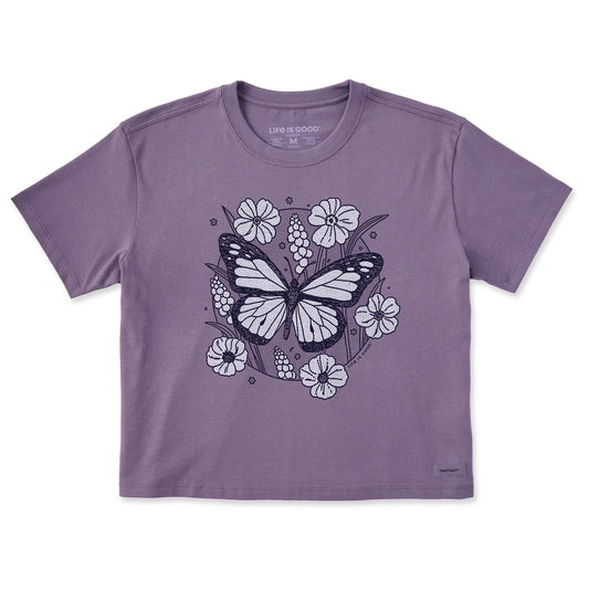 Women's Butterfly Bloom Short Sleeve Crusher Boxy Tee