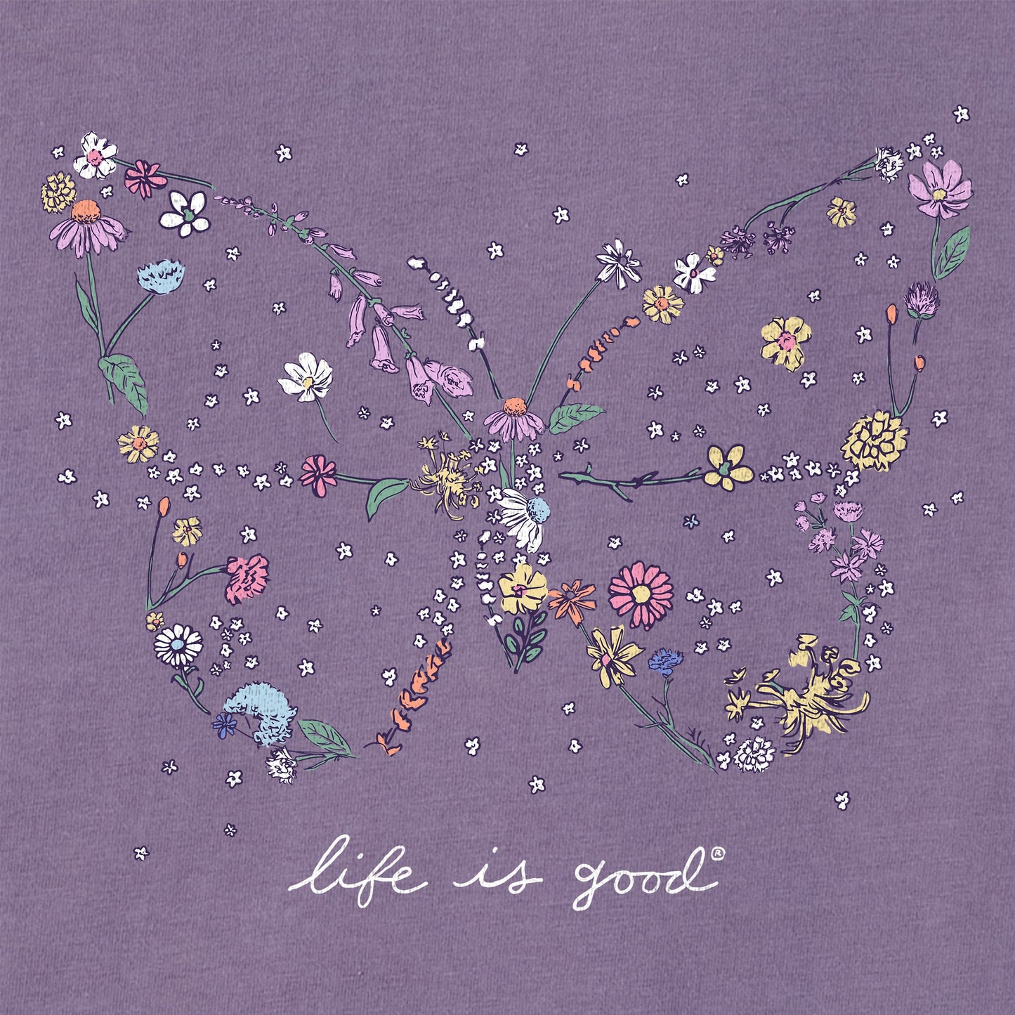 Women's Wildflower Butterfly Shape Short Sleeve Crusher Boxy Tee