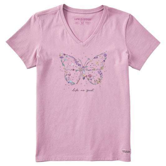 Women's Wildflower Butterfly Shape Short Sleeve Crusher Vee