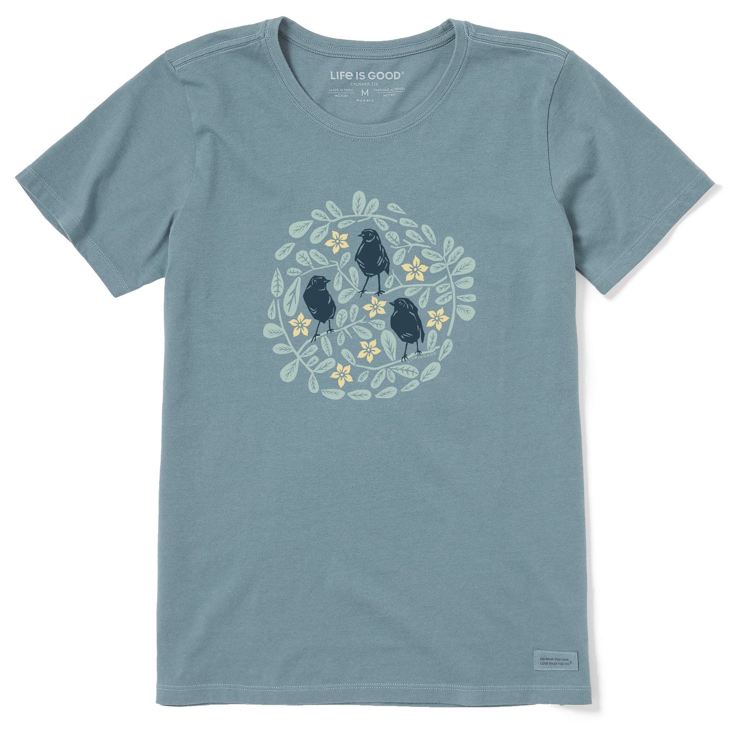 Women's Woodcut Bird Bush Short Sleeve Crusher Tee