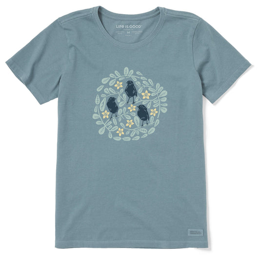 Women's Woodcut Bird Bush Short Sleeve Crusher Tee