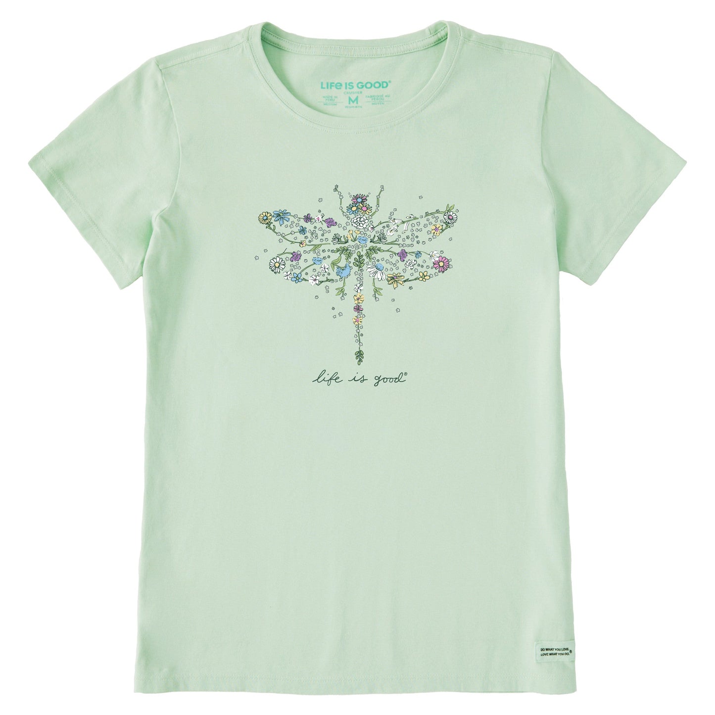 Women's Wildflower Dragonfly Shape Short Sleeve Crusher Tee