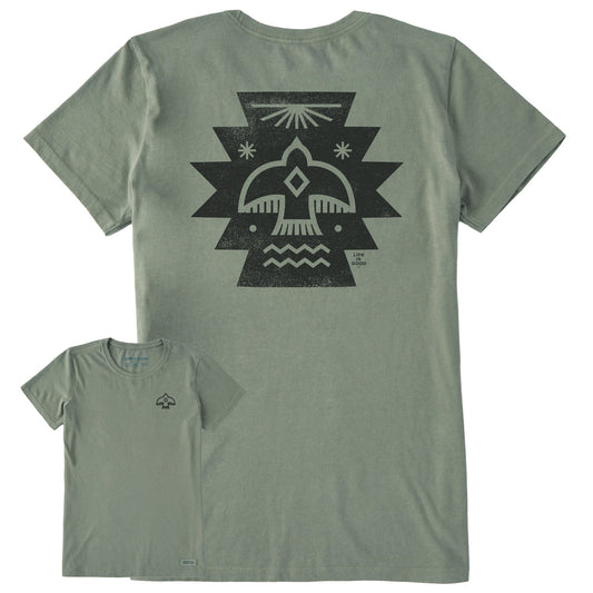 Women's Bird Motif Short Sleeve Crusher Tee