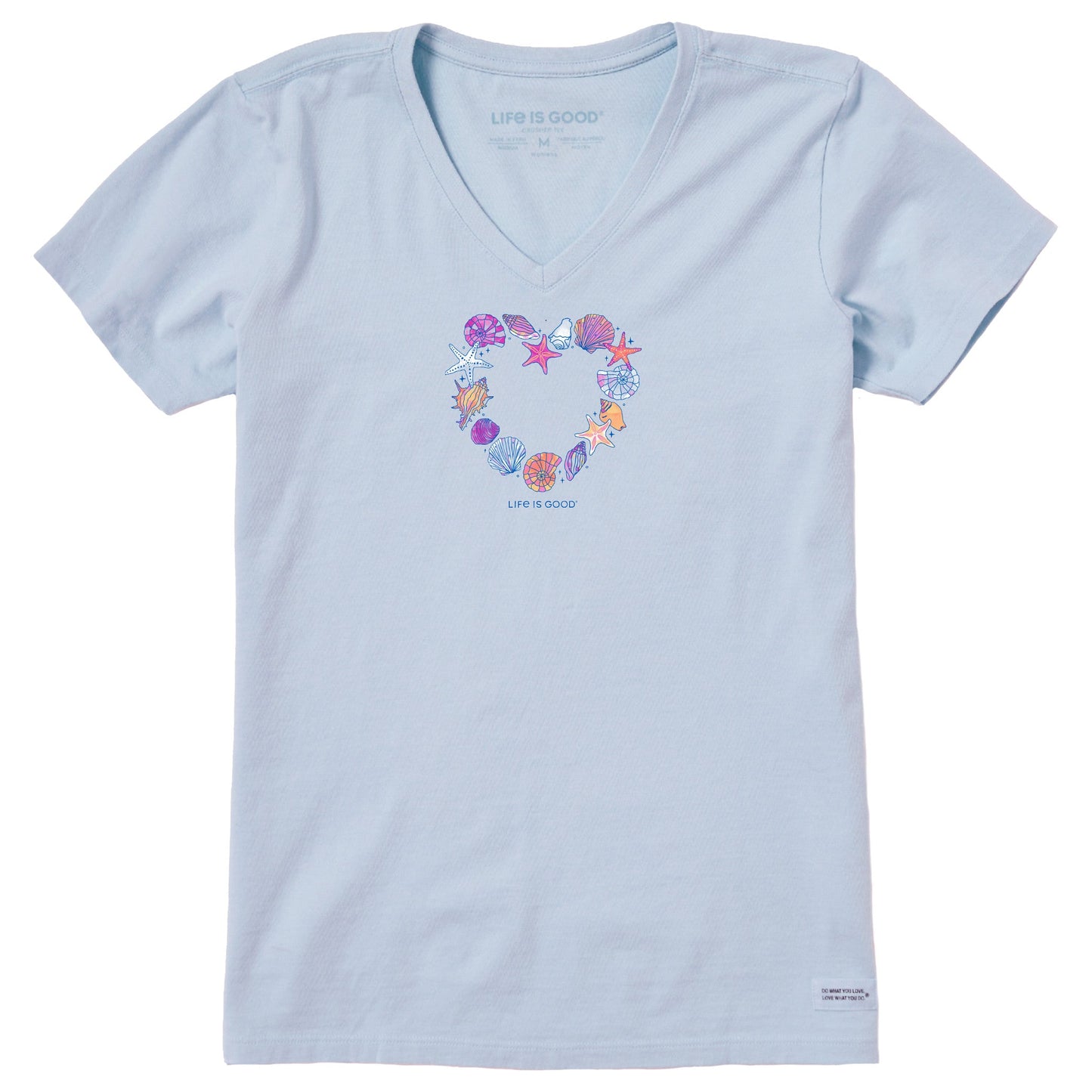 Women's Seashell Heart Short Sleeve Crusher Vee