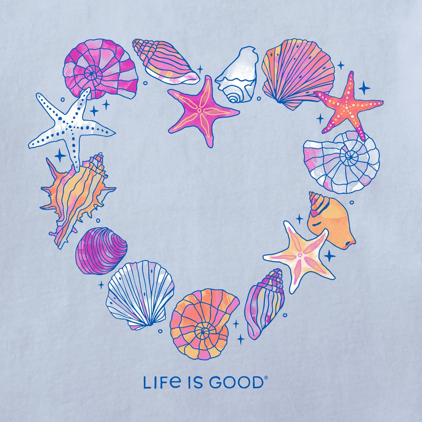 Women's Seashell Heart Short Sleeve Crusher Vee