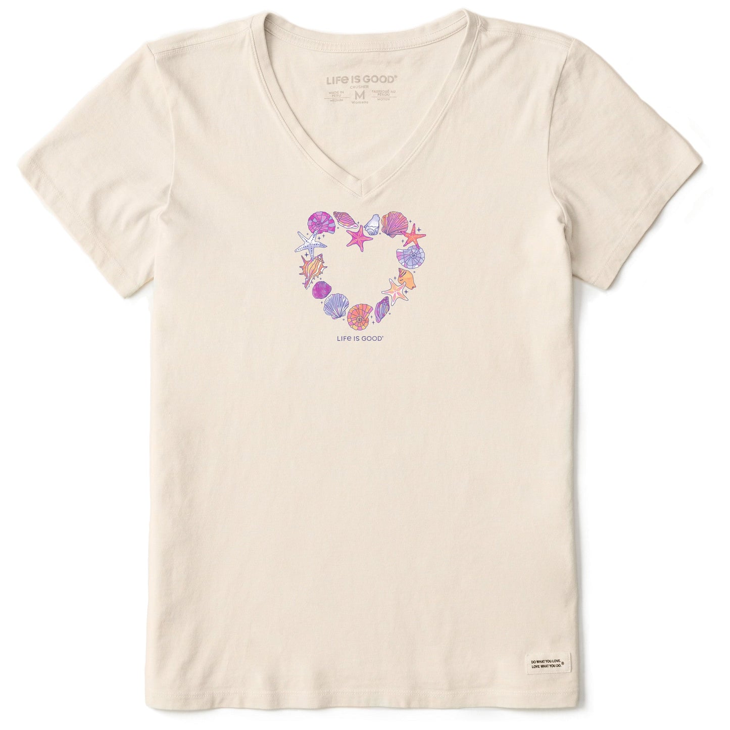 Women's Seashell Heart Short Sleeve Crusher Vee
