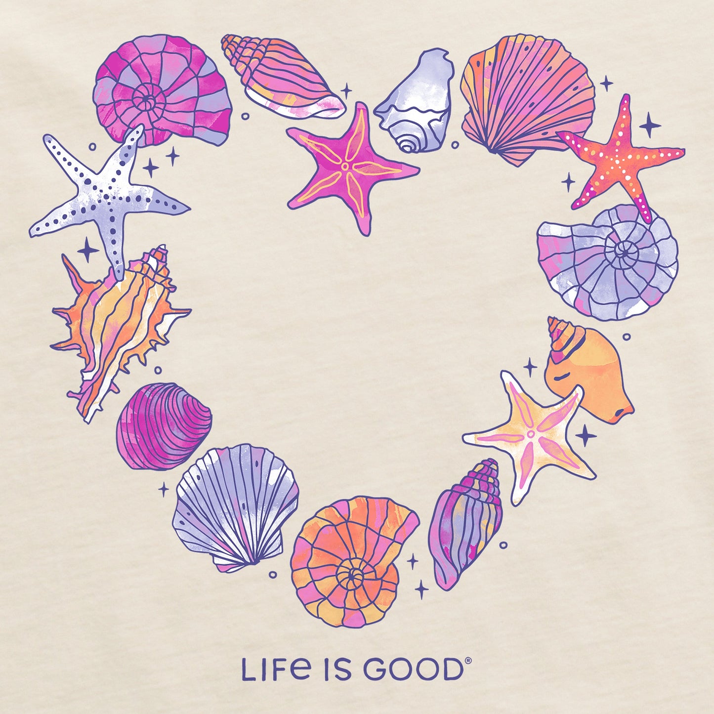 Women's Seashell Heart Short Sleeve Crusher Vee