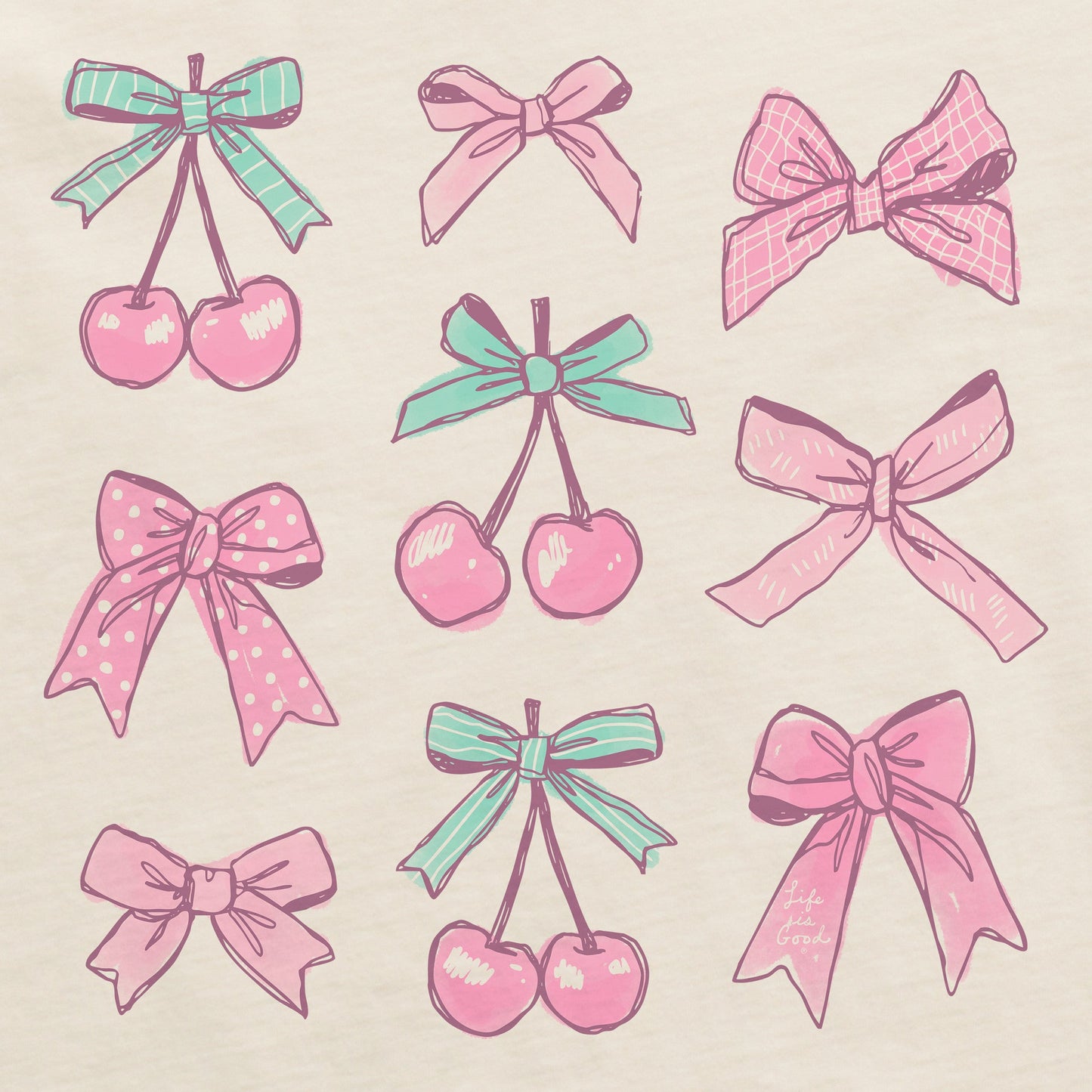 Women's Cherries and Ribbons Short Sleeve Crusher Tee