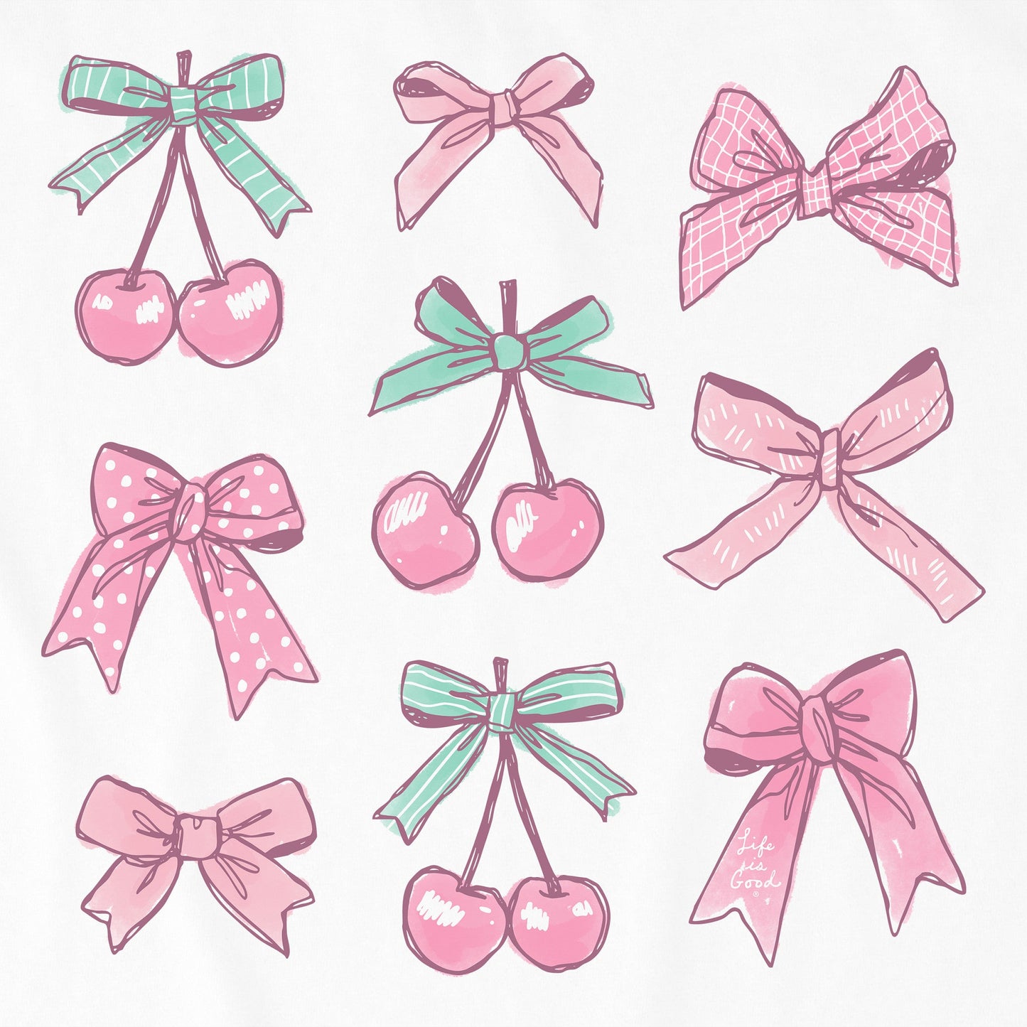 Women's Cherries and Ribbons Short Sleeve Crusher Tee