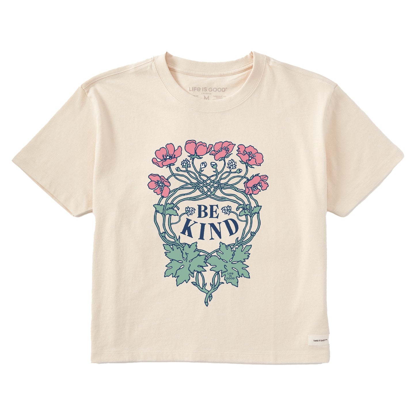 Women's Be Kind Flowers Short Sleeve Crusher Boxy Tee
