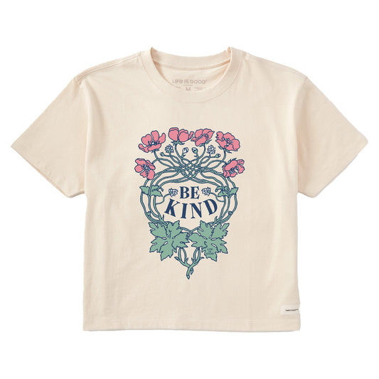 Women's Be Kind Flowers Short Sleeve Crusher Boxy Tee