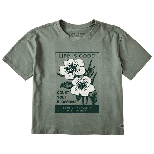 Women's Count Your Blossoms Stamp Short Sleeve Crusher Boxy Tee