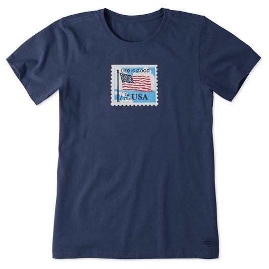Women's USA Flag Stamp Short Sleeve Tee