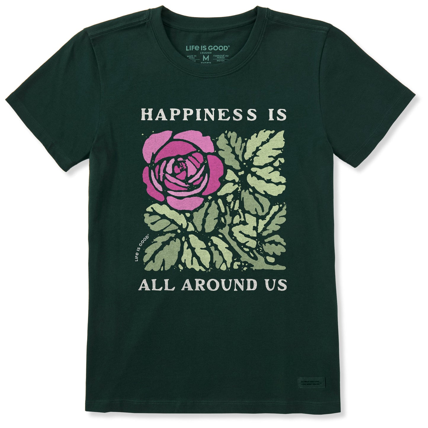 Women's Happiness is All Around Us Flower Short Sleeve Crusher Tee