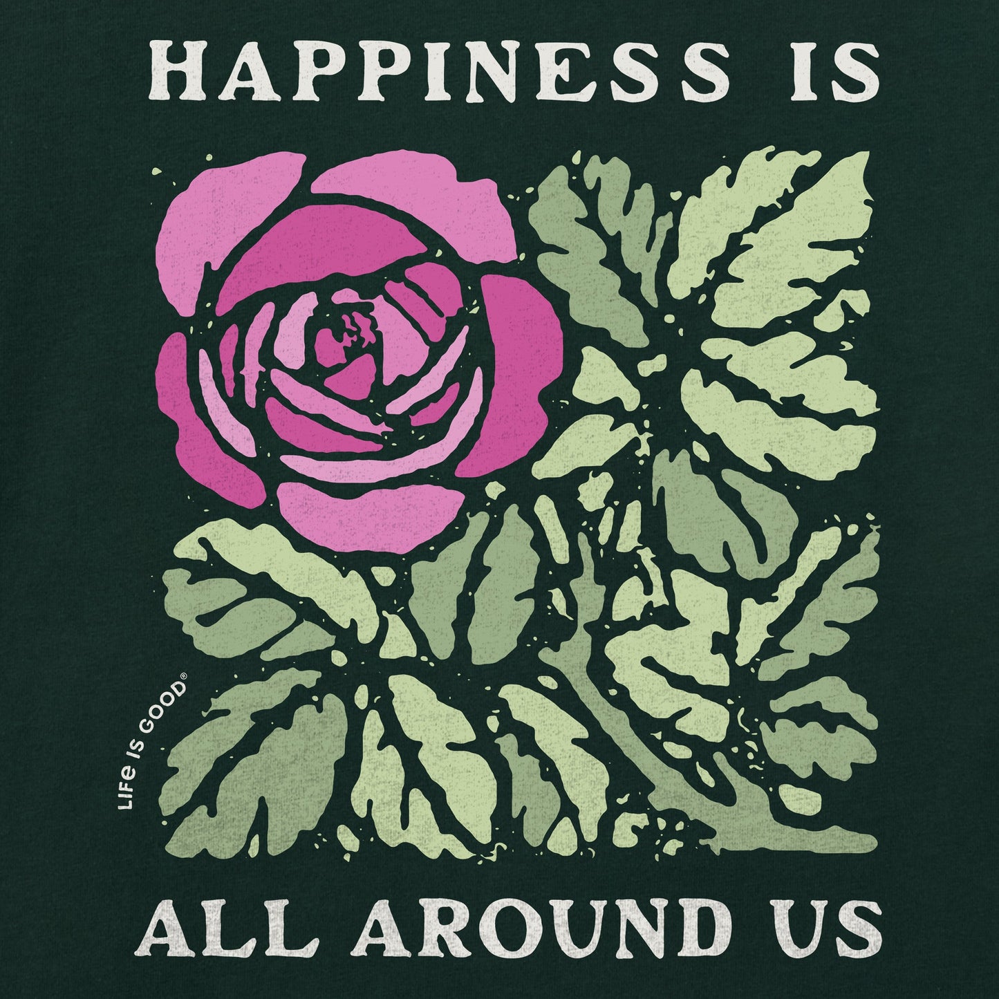 Women's Happiness is All Around Us Flower Short Sleeve Crusher Tee