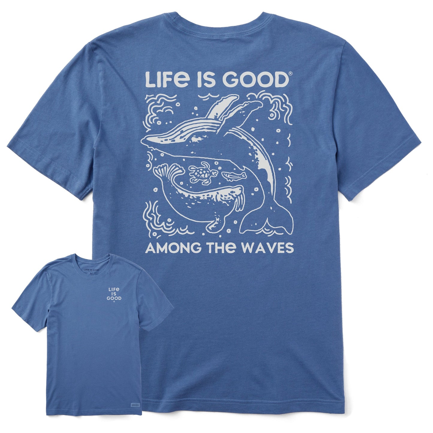 Men's Life is Good Among the Waves Whale Short Sleeve Tee