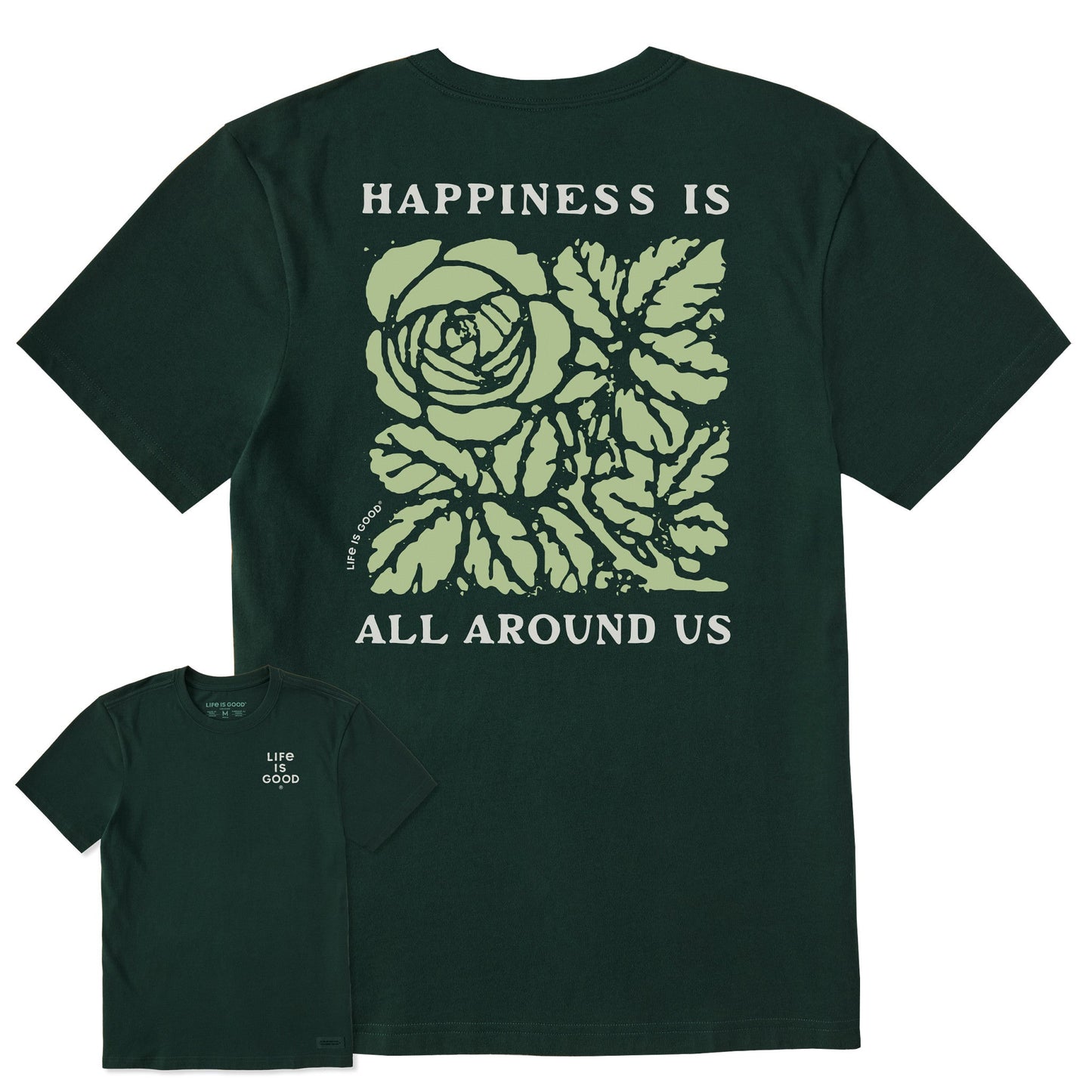 Men's Happiness is All Around Us Flower Short Sleeve Crusher Tee