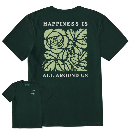 Men's Happiness is All Around Us Flower Short Sleeve Crusher Tee