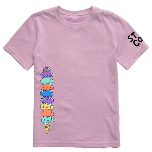 Kids Ice Cream Scoops Short Sleeve Crusher Tee