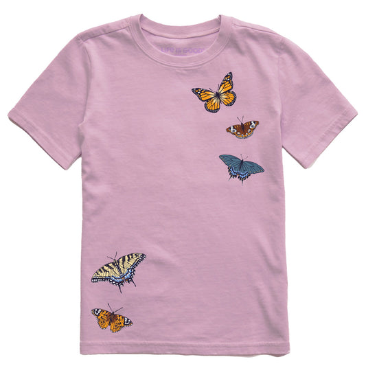 Kids Butterfly Landing Short Sleeve Crusher Tee