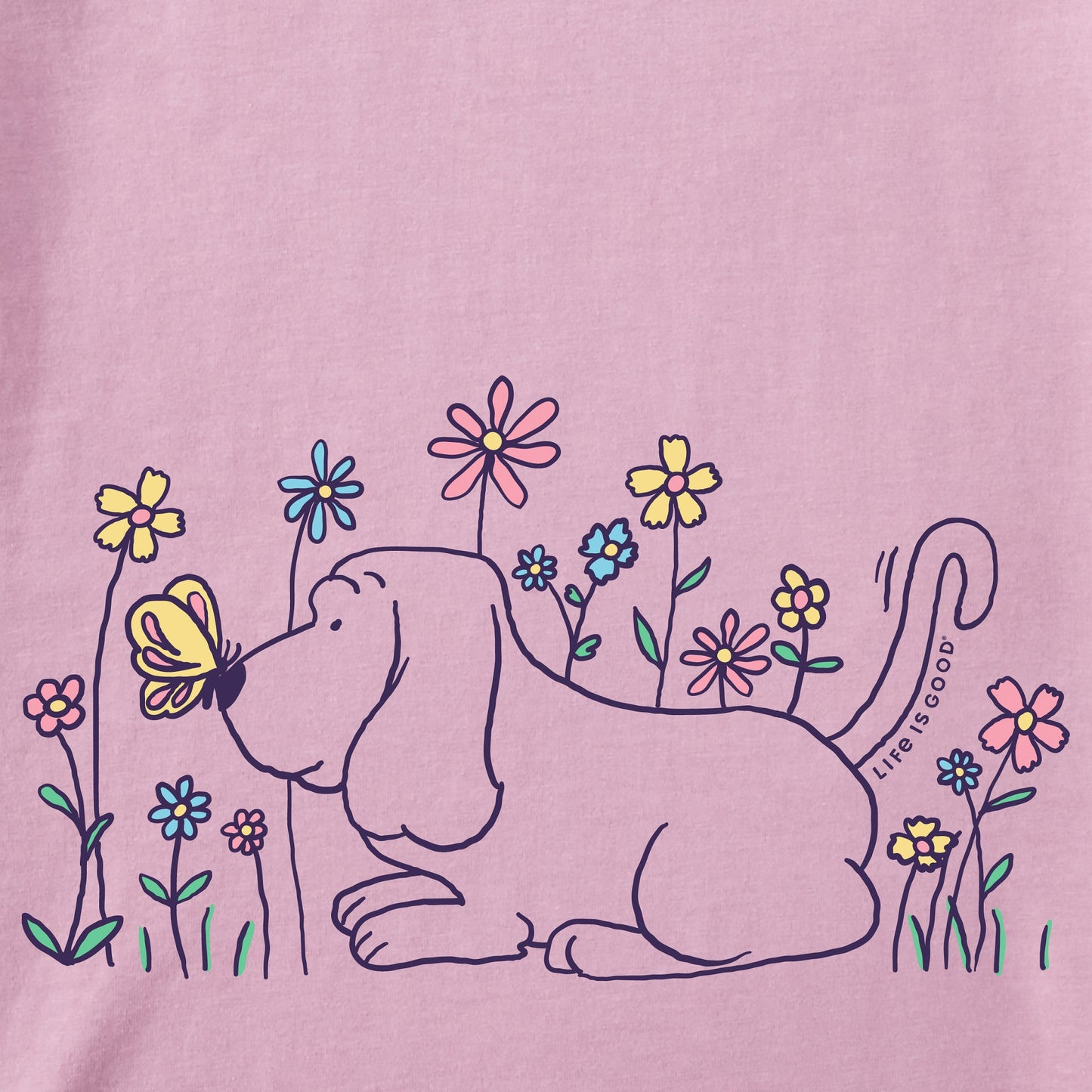 Toddler Flower Pup Short Sleeve Crusher Tee