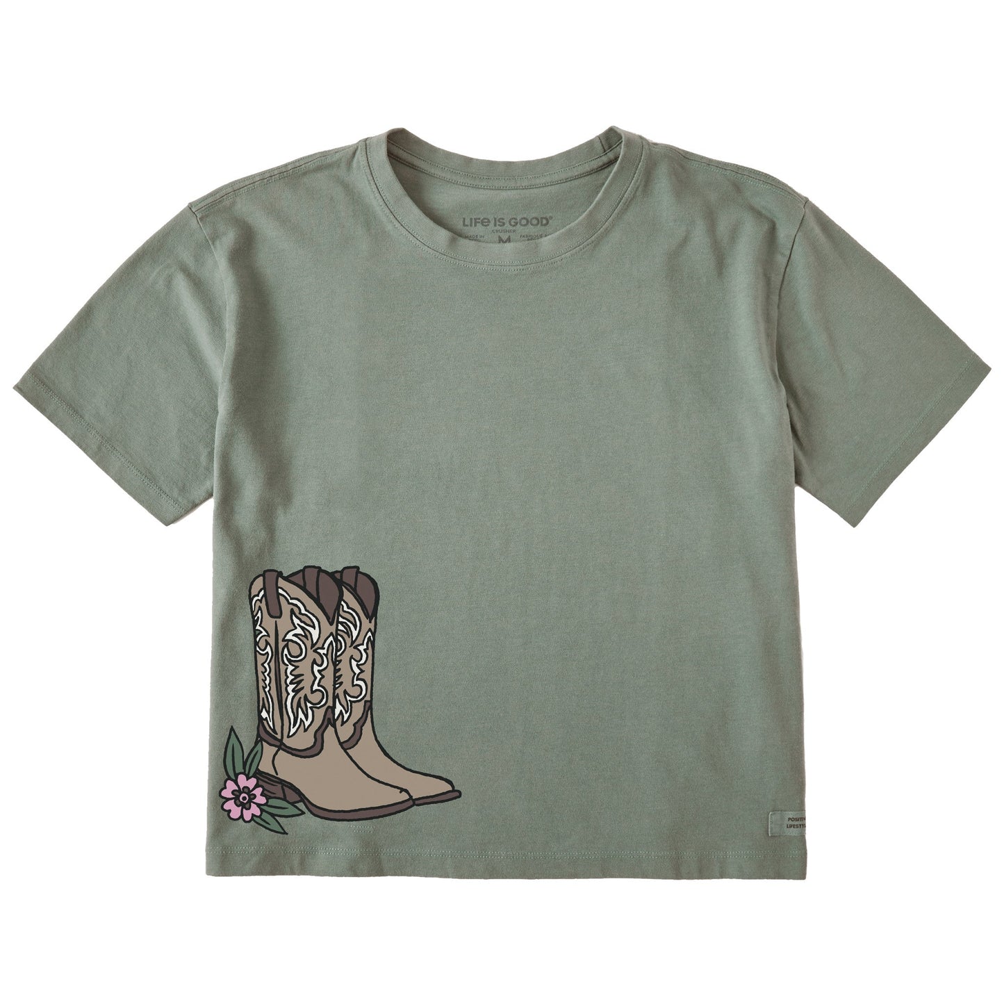 Women's Giddy Up Cowgirl Boots Short Sleeve Crusher Boxy Tee
