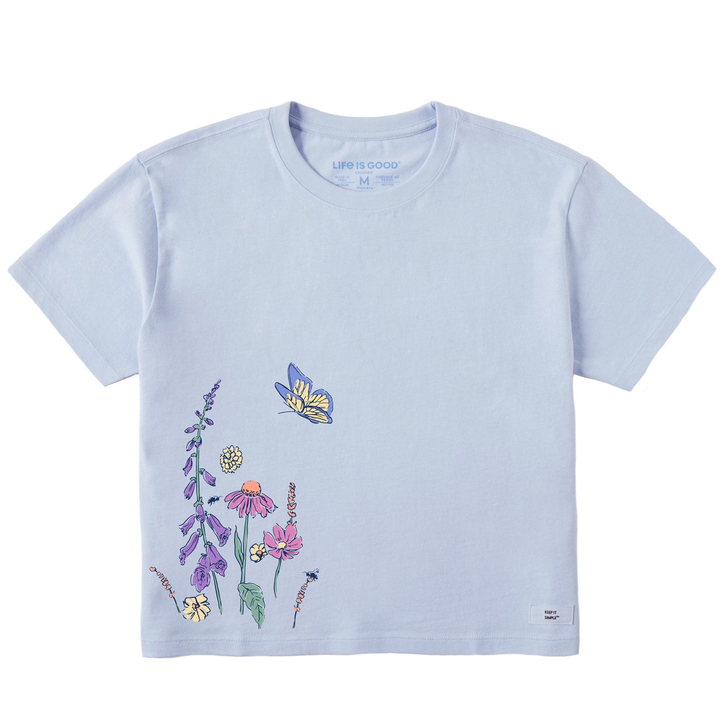 Women's Wildflower Butterfly Garden Short Sleeve Crusher Boxy Tee