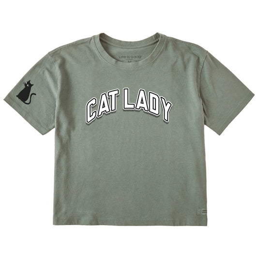 Women's Cat Lady Arch Short Sleeve Crusher Boxy Tee