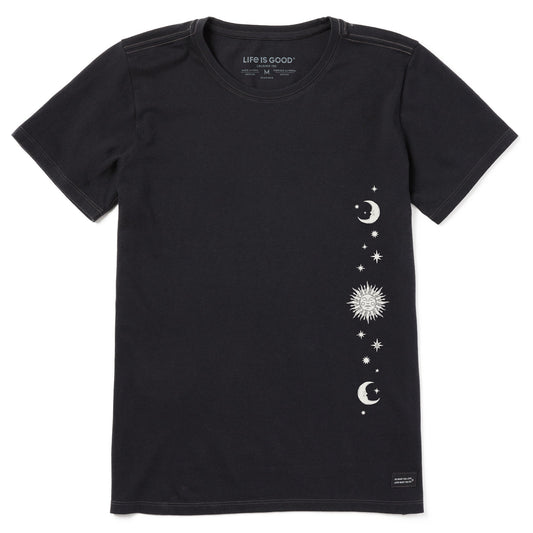 Women's Celestial Moon and Stars Short Sleeve Crusher Tee