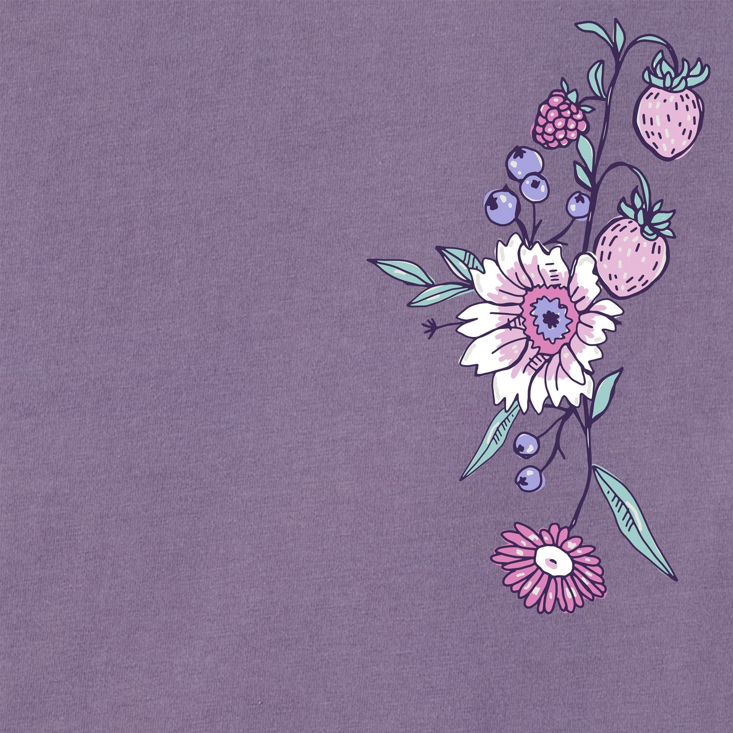 Women's Strawberry Flower Vines Short Sleeve Crusher Tee