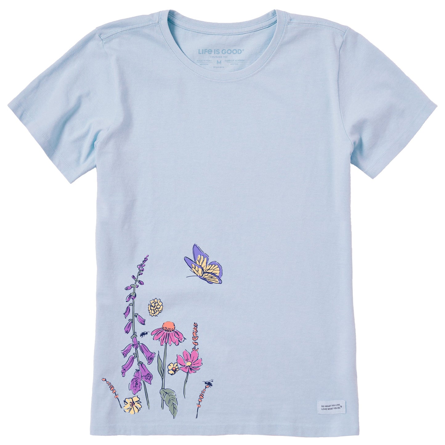 Women's Wildflower Butterfly Garden Short Sleeve Crusher Tee