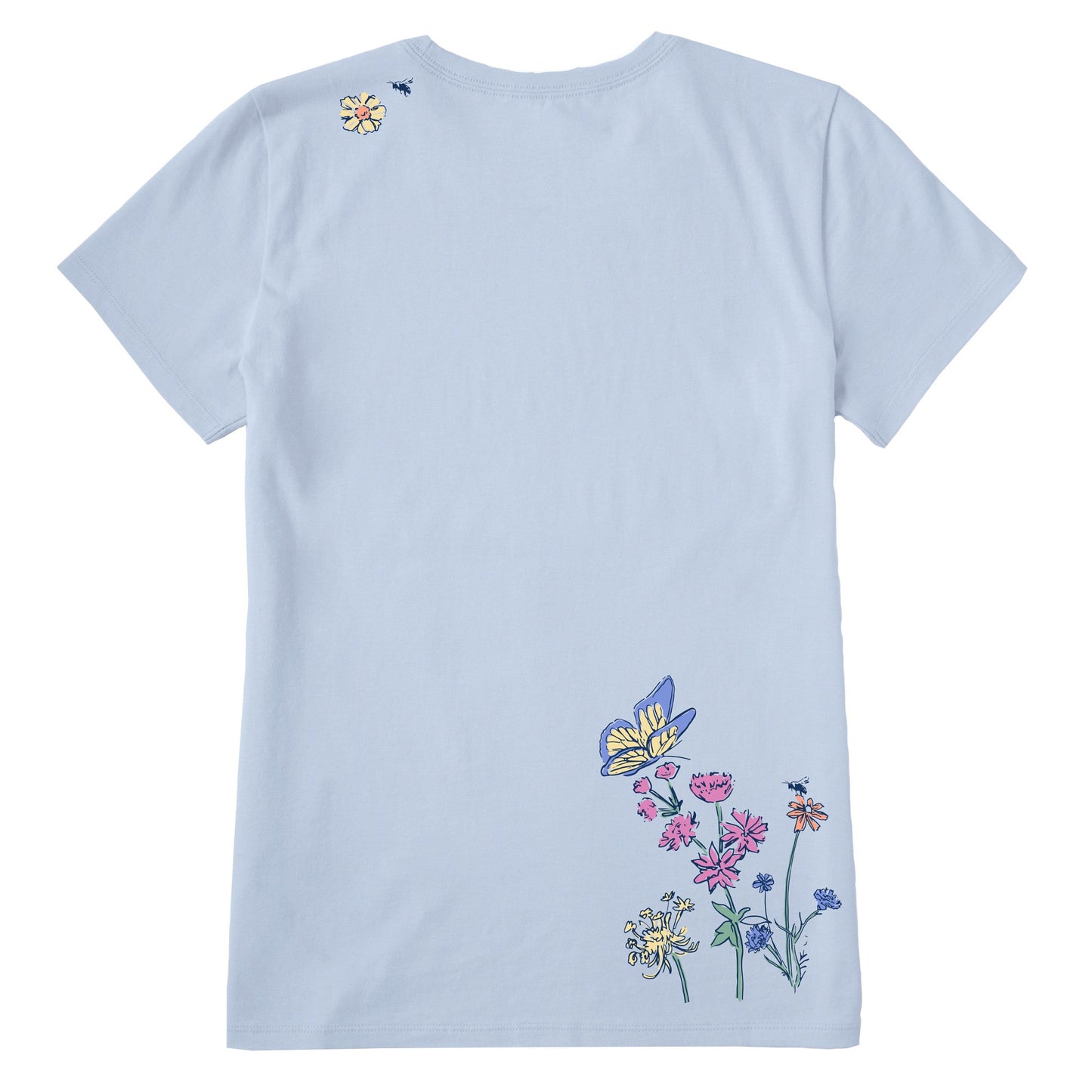 Women's Wildflower Butterfly Garden Short Sleeve Crusher Tee