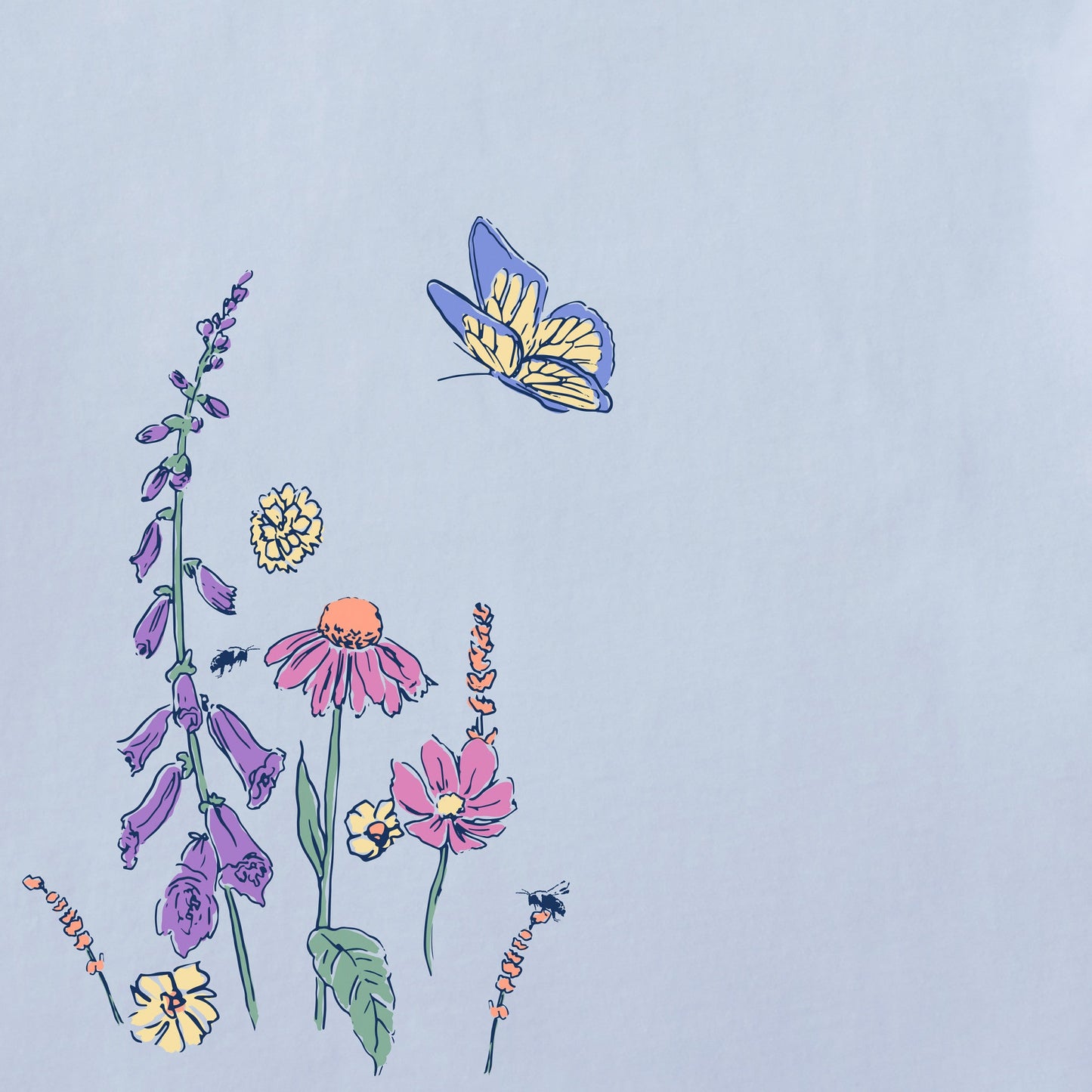 Women's Wildflower Butterfly Garden Short Sleeve Crusher Tee