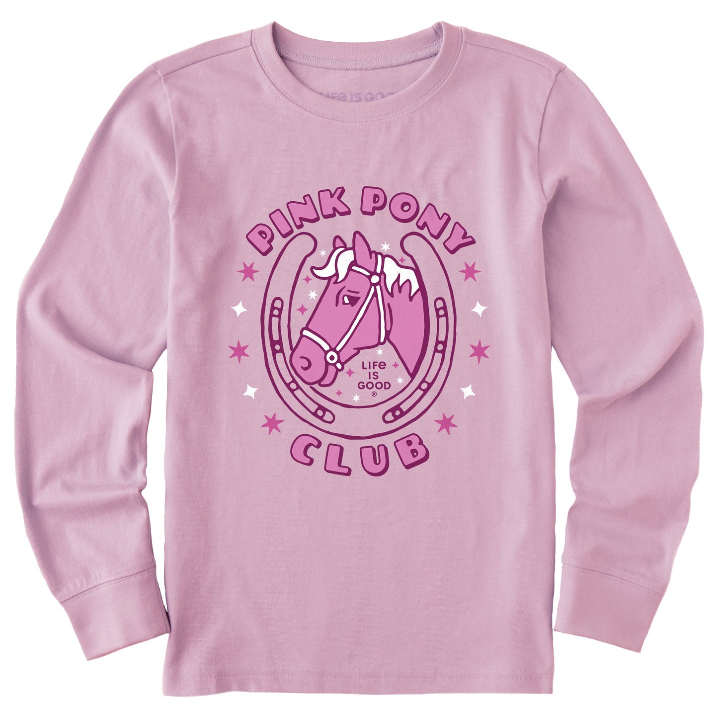 Kids Pink Pony Club Long Sleeve Crusher Tee