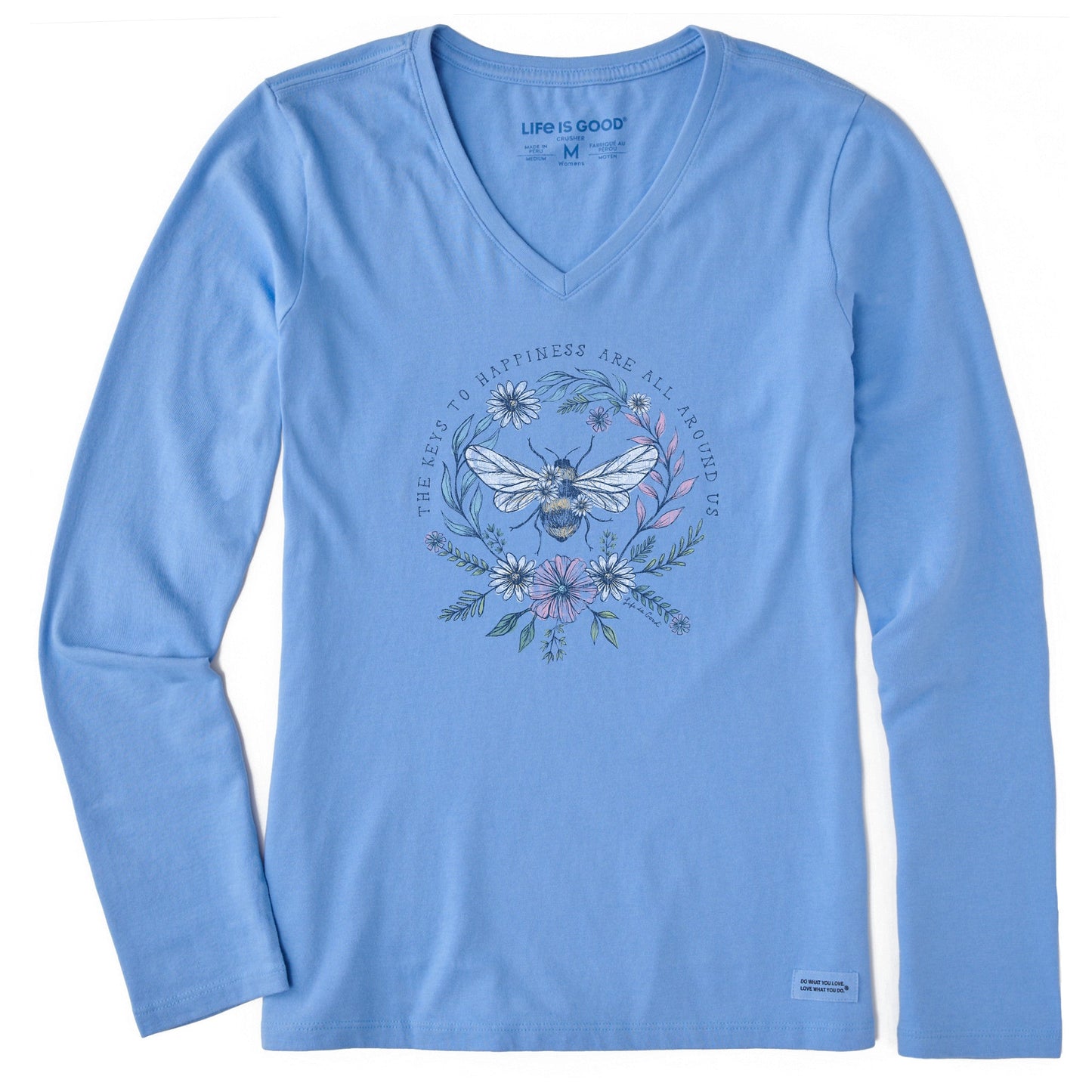 Women's Bee Happiness All Around Long Sleeve Crusher Vee