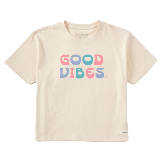 Women's Good Vibes Curves Short Sleeve Crusher Boxy Tee