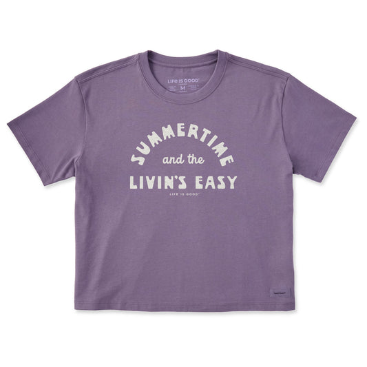 Women's Summertime and the Livin's Easy Short Sleeve Crusher Boxy Tee