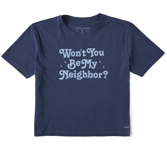 Women's Won't You Be My Neighbor Short Sleeve Crusher Boxy Tee