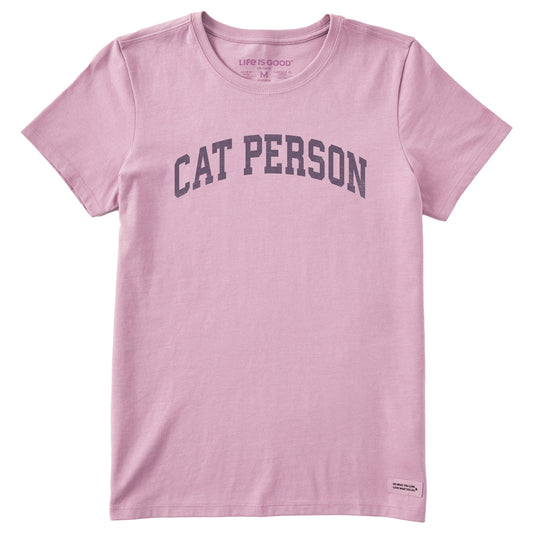 Women's Cat Person Arch Short Sleeve Crusher Tee