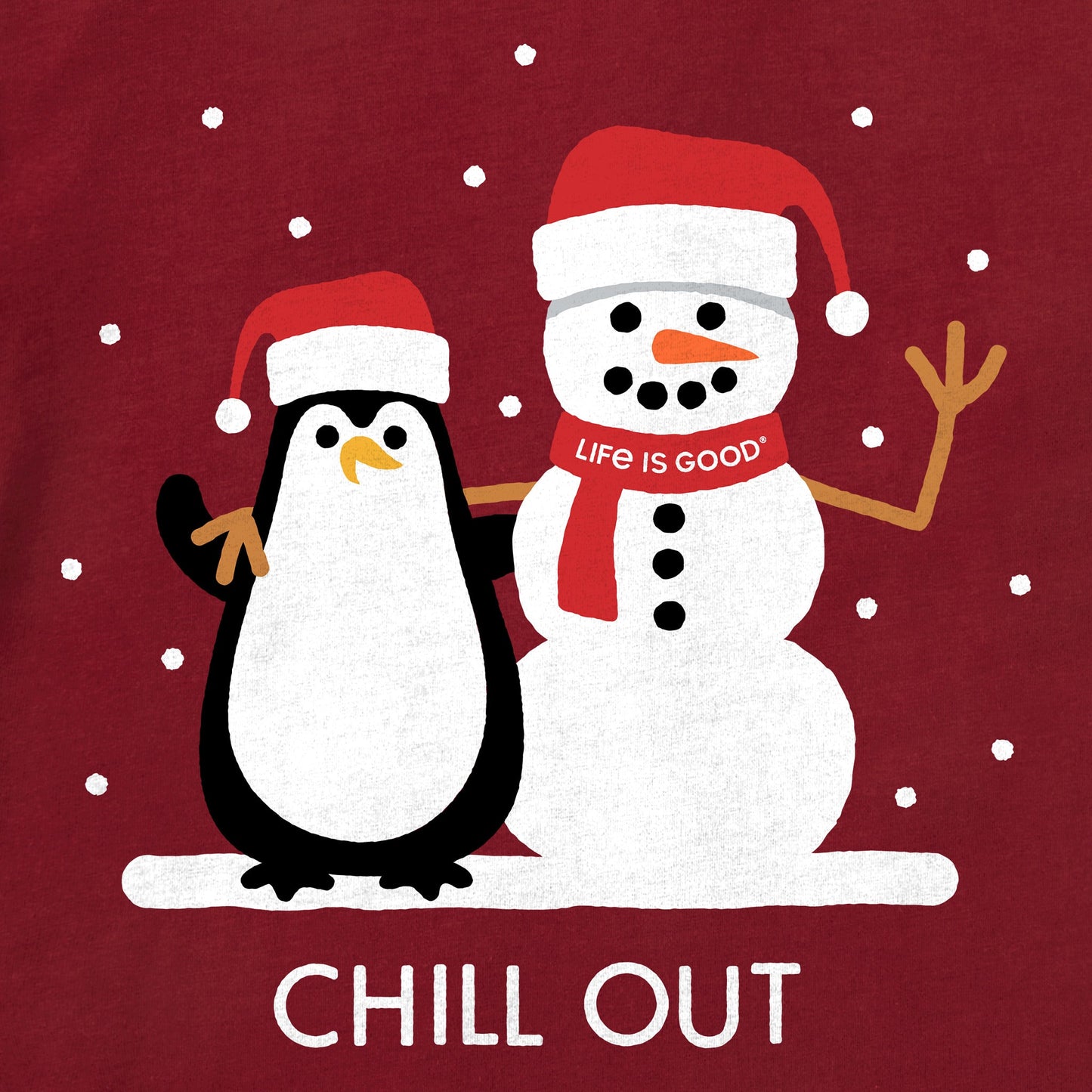 Kids Chill Out Penguin and Snowman Long Sleeve Crusher Tee
